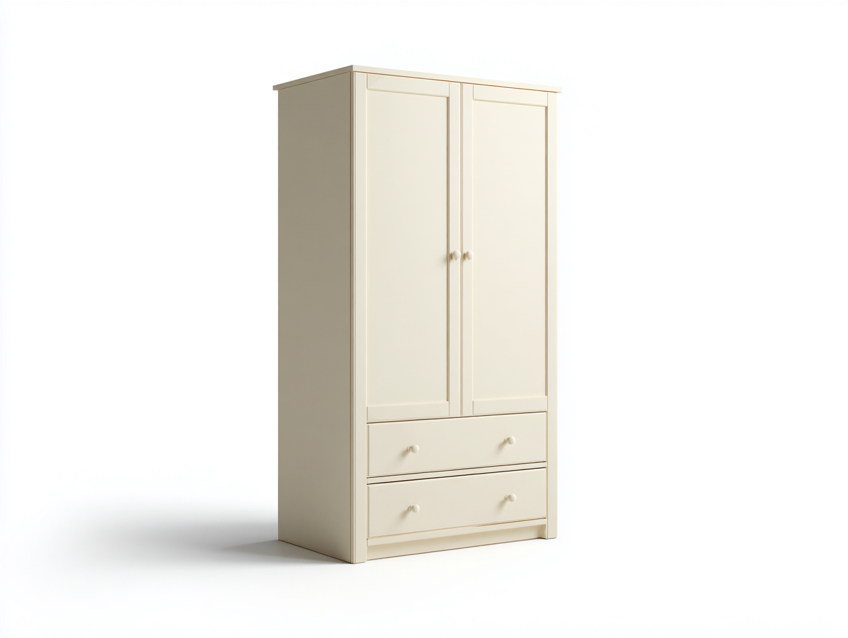 Armadio a 2 ante - legno ingegnerizzato - 100 x 53 x 186 cm - crema - stile classico-Niriajahaus