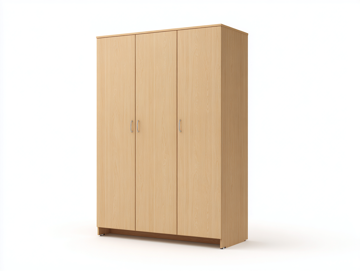 Armadio a 3 ante - legno ingegnerizzato - 160 x 60 x 200 cm - naturale - stile essenziale-Niriajahaus