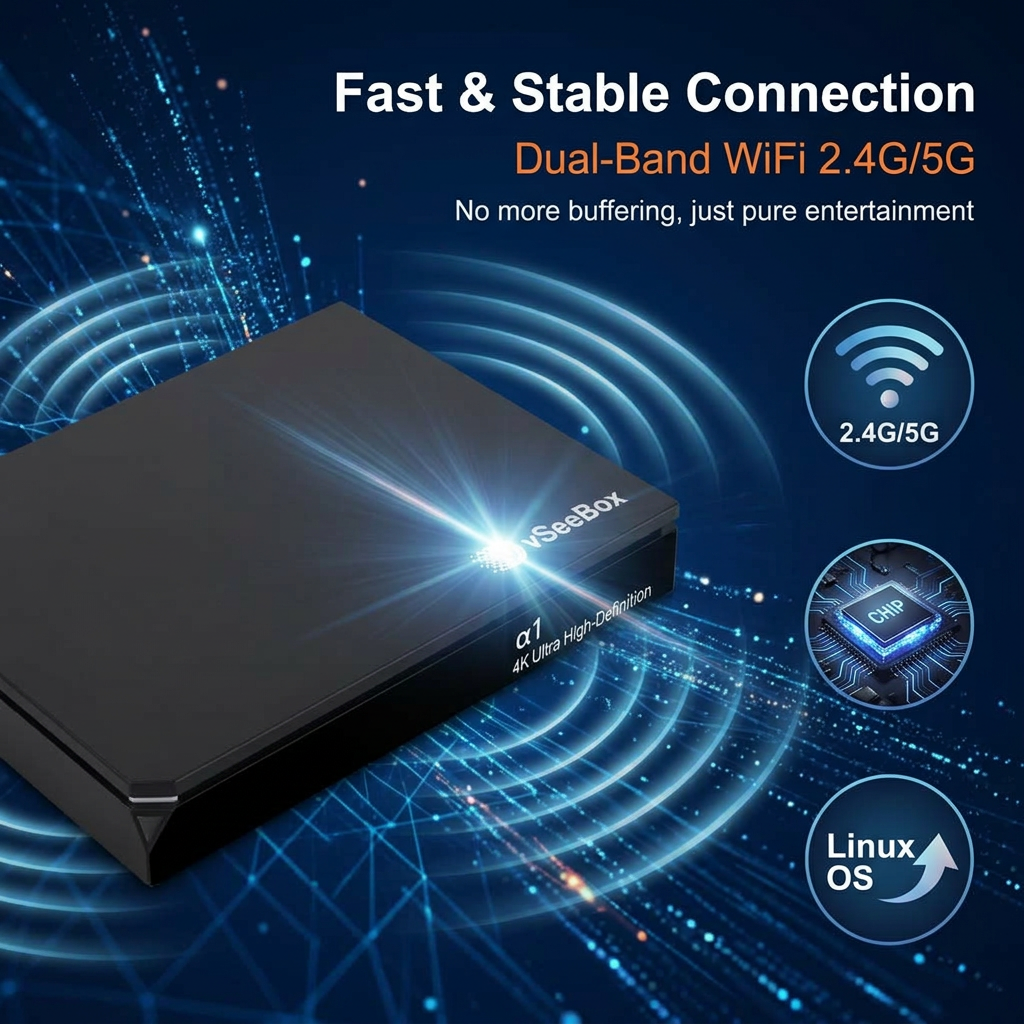 vSeeBox α1 4K HDR Linux Media Player with AV1 Decoder