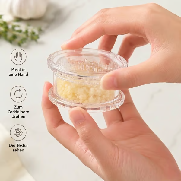 2 Stück manueller Knoblauch- und Ingwerhacker (transparent)