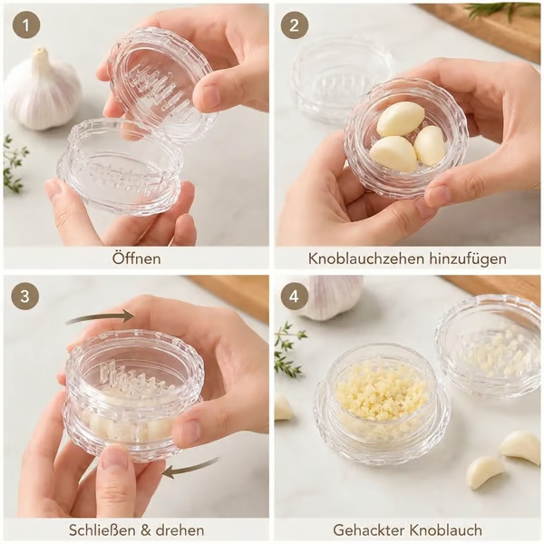 2 Stück manueller Knoblauch- und Ingwerhacker (transparent)