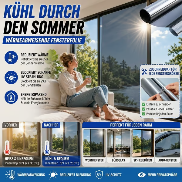 ✨ Sichtschutz- und Hitzeschutzfolie für Fenster