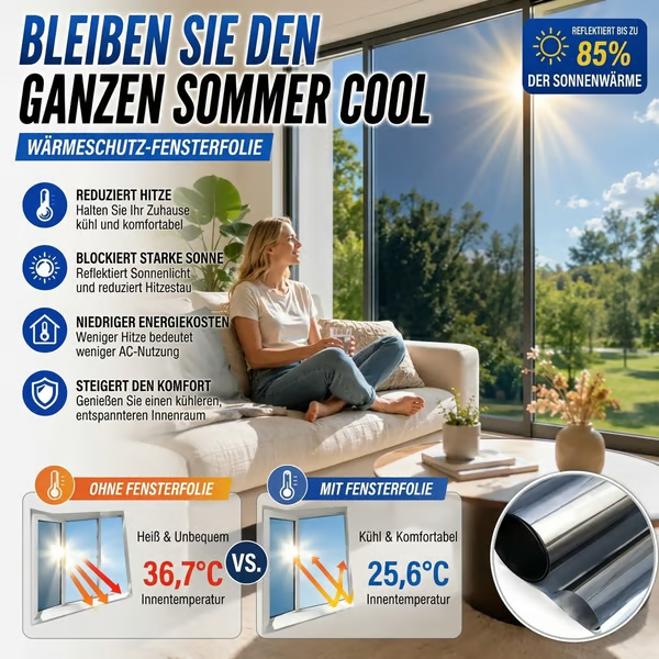 ✨ Sichtschutz- und Hitzeschutzfolie für Fenster