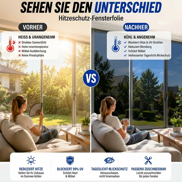 ✨ Sichtschutz- und Hitzeschutzfolie für Fenster