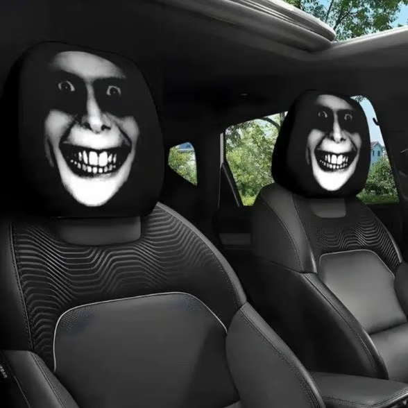 😆 Lustige Auto-Kopfstützenbezüge im Cartoon-Stil – 2 Stück, universelle Passform 🚗