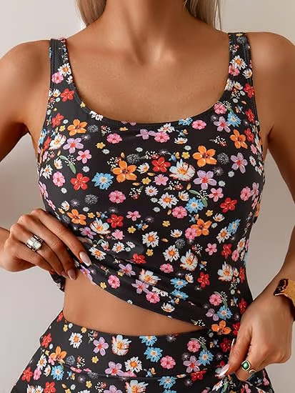 ☀️🌊Zweiteiliger Damen-Badeanzug mit Bauchkontrolle – High-Waist-Tanktop und Badeskirt