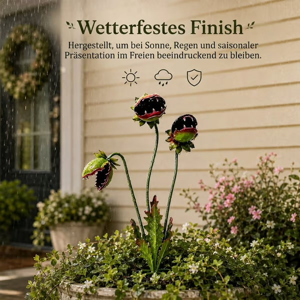 Verspielter Gartenstecker aus Metall in Form einer fleischfressenden Pflanze