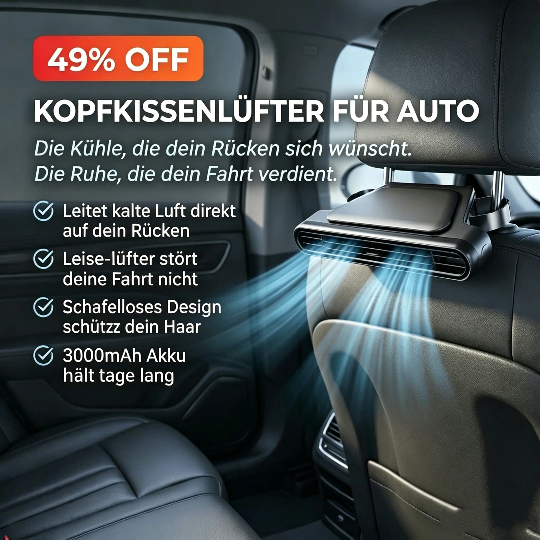 🔥Heißer Verkauf 49% Rabatt🔥Kopfstützenlüfter für das Auto