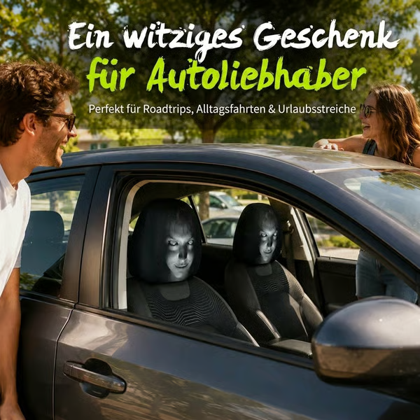 😆 Lustige Auto-Kopfstützenbezüge im Cartoon-Stil – 2 Stück, universelle Passform 🚗