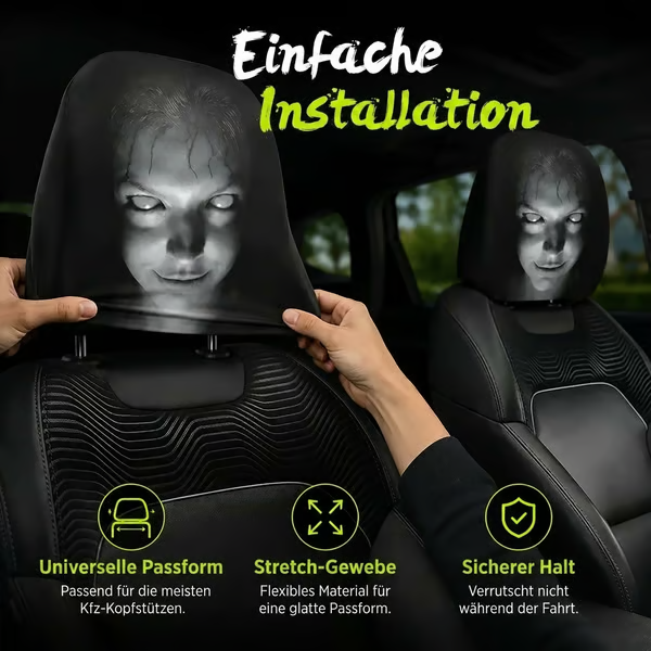 😆 Lustige Auto-Kopfstützenbezüge im Cartoon-Stil – 2 Stück, universelle Passform 🚗