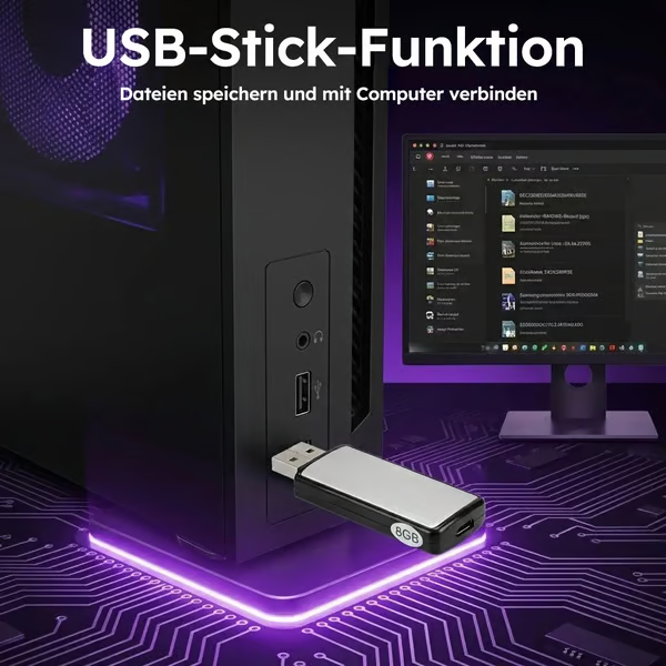 USB-Stick Sprachrekorder 2-in-1 – Sprachaktiviert, Intelligente Geräuschunterdrückung, Automatische Dateispeicherung