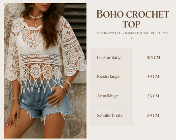 Damen‑Überbluse im Boho‑Stil mit Fransenbesatz und Lochmuster‑Design