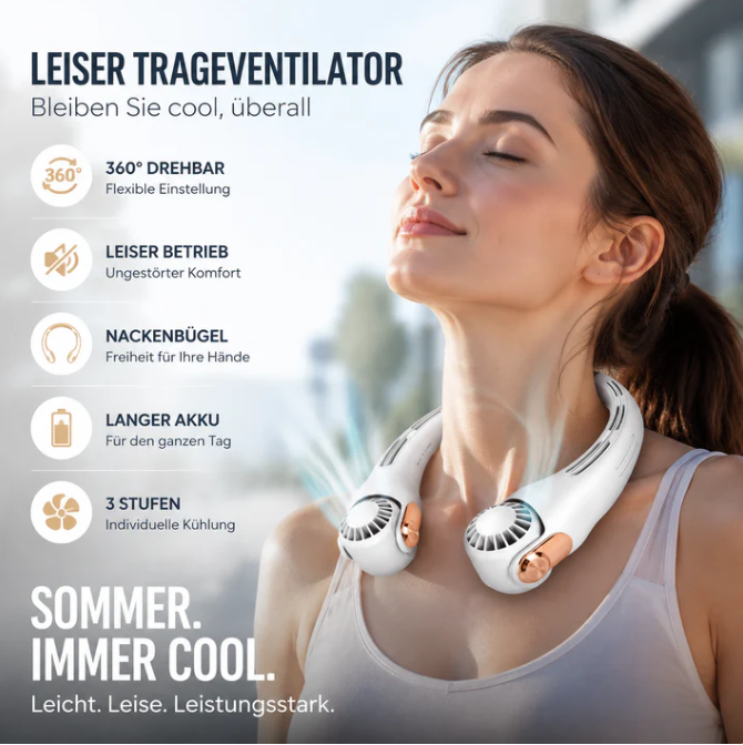 🍃🍃 50% Rabatt für eine begrenzte Dauer 🌪️ geräuscharmer für den Sommer Tragbarer Nackenlüfter