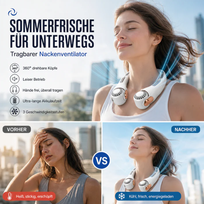 🍃🍃 50% Rabatt für eine begrenzte Dauer 🌪️ geräuscharmer für den Sommer Tragbarer Nackenlüfter