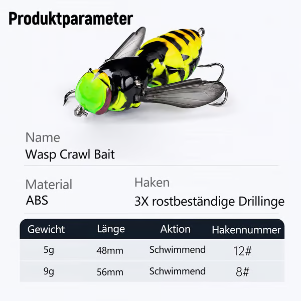 🐟Tödliche Versuchung🐝 Bionic Wasp Topwater Lure 🔥 Triggers Explosive, Violent Surface Strikes!