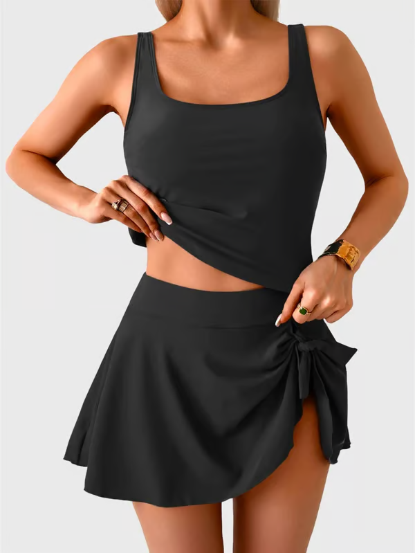 ☀️🌊Zweiteiliger Damen-Badeanzug mit Bauchkontrolle – High-Waist-Tanktop und Badeskirt