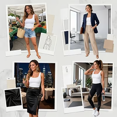 ✨Weich und bequem🔥Chicme Tanktop mit Rundhalsausschnitt, integriertem BH, gerippte Passform, lässig, bequem