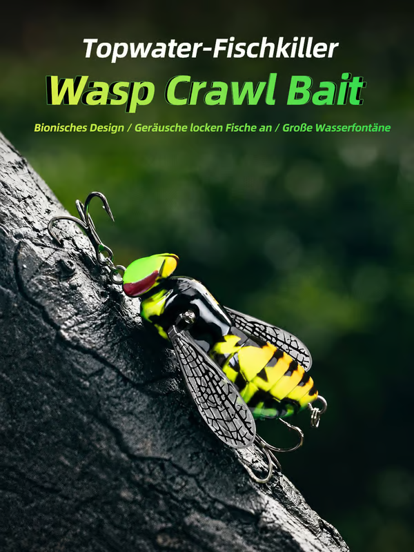 🐟Tödliche Versuchung🐝 Bionic Wasp Topwater Lure 🔥 Triggers Explosive, Violent Surface Strikes!