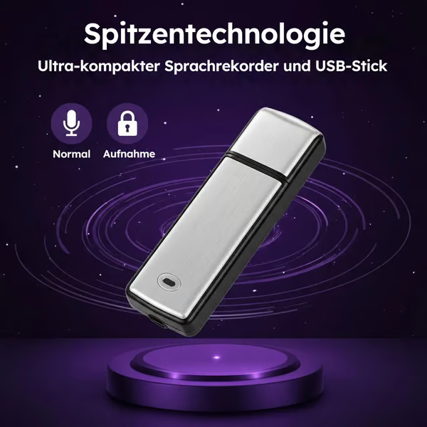 USB-Stick Sprachrekorder 2-in-1 – Sprachaktiviert, Intelligente Geräuschunterdrückung, Automatische Dateispeicherung