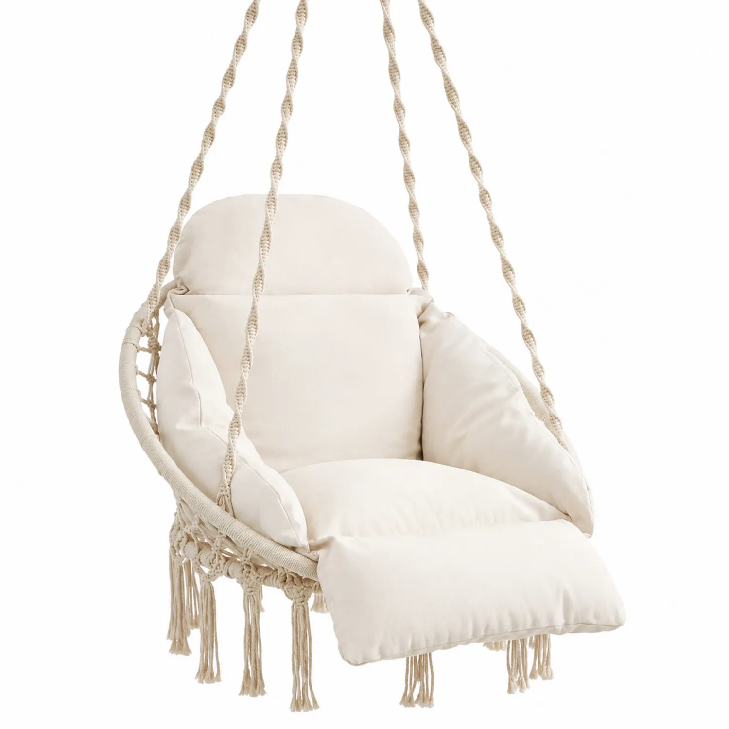 Hängesessel Baumwollseil Beige-Classicvillaa