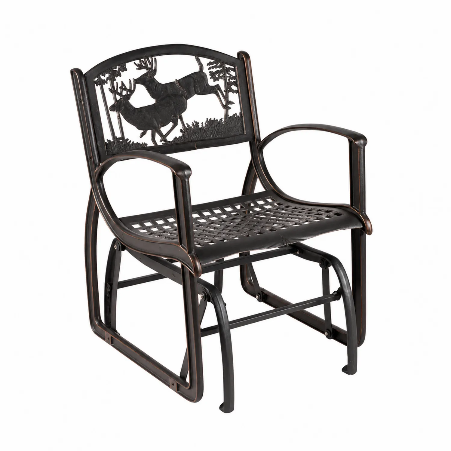 Metall-Schaukelstuhl mit Hirschmotiv Eisen 65x58x91 cm-Classicvillaa