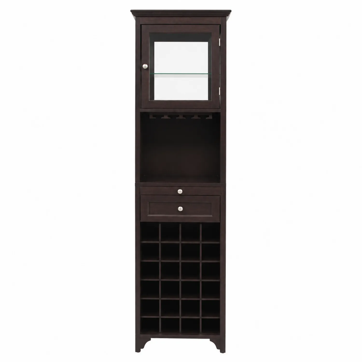 Holz Barschrank mit Glastür Dunkelbraun 180x40x35 cm-Classicvillaa
