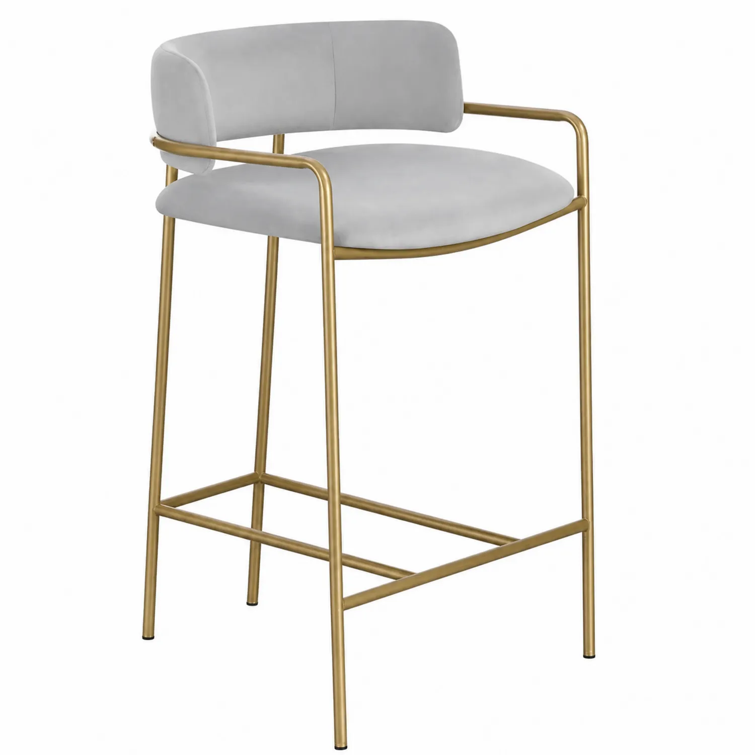 Barhocker Samt Grau Metallrahmen-Classicvillaa