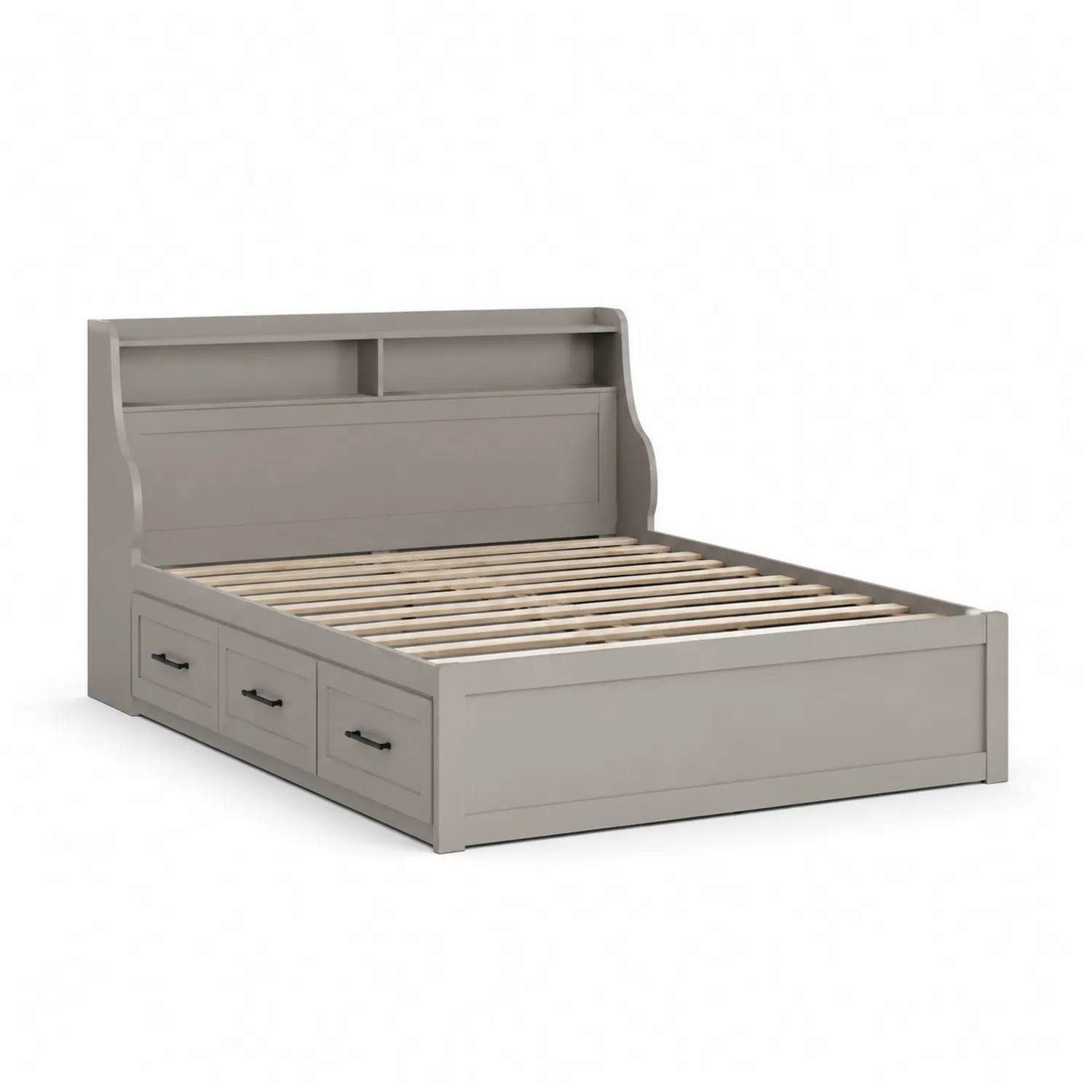 Holzbett mit Stauraum und Kopfteil in Grau 200x160 cm-Classicvillaa
