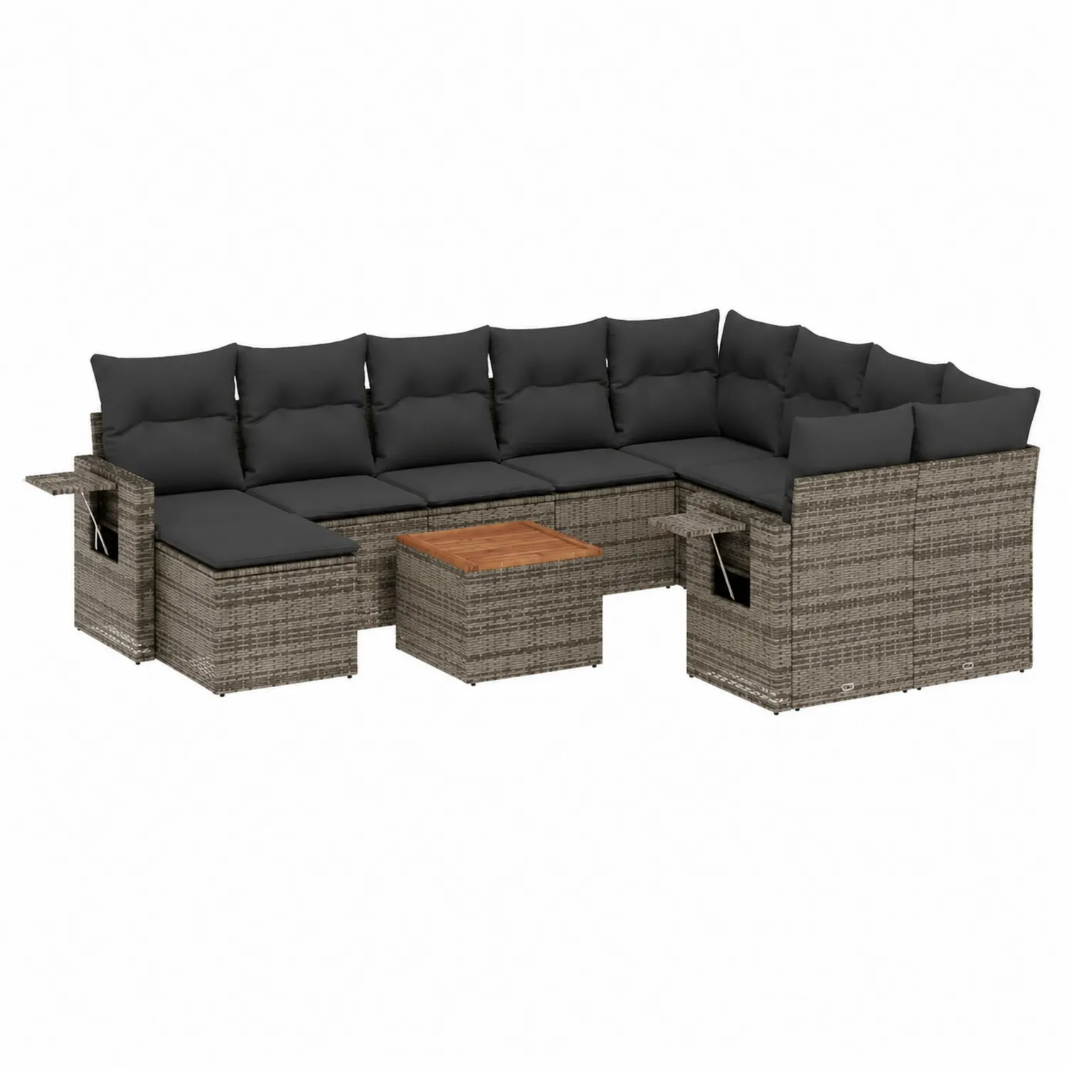Garten-Lounge-Set Ecksofa Rattan Polyethylen Dunkelgrau mit Tisch und Kissen-Classicvillaa