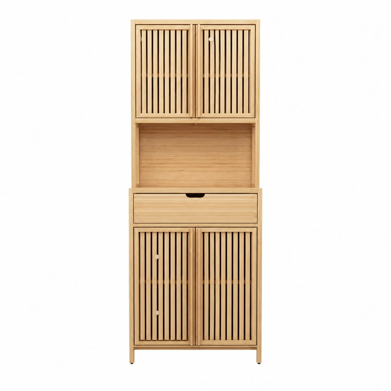 Bambus Aufbewahrungsschrank mit Türen und Schublade, 180 cm-Classicvillaa
