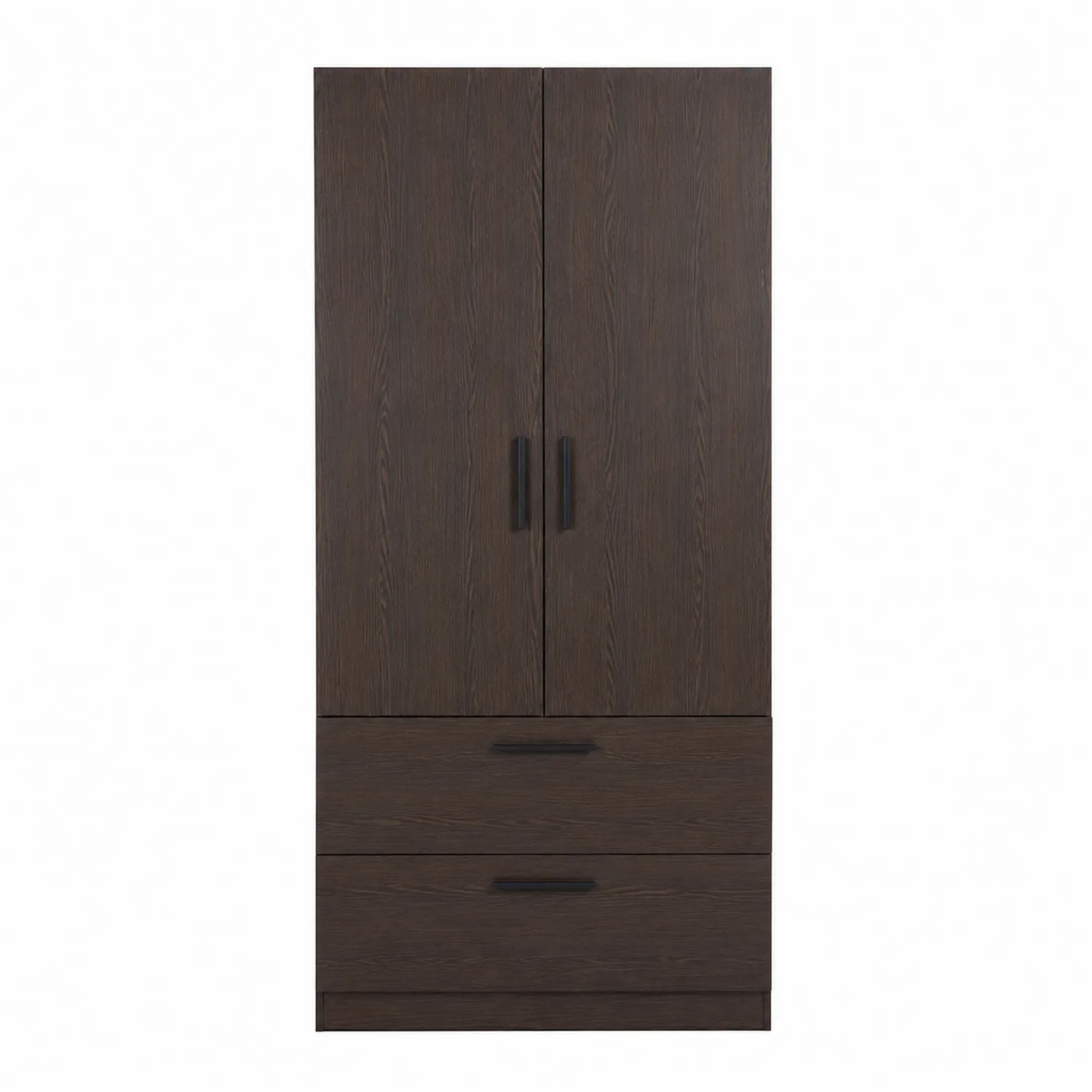 Holz Kleiderschrank mit 2 Türen und 2 Schubladen Dunkelbraun 180x80x50 cm-Classicvillaa