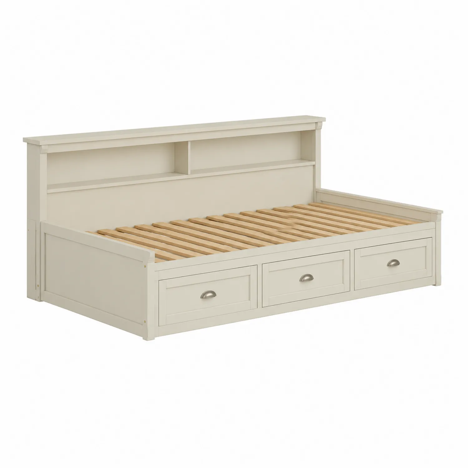 Holztagesbett mit Regal und Schubladen Weiß 200x90 cm-Classicvillaa