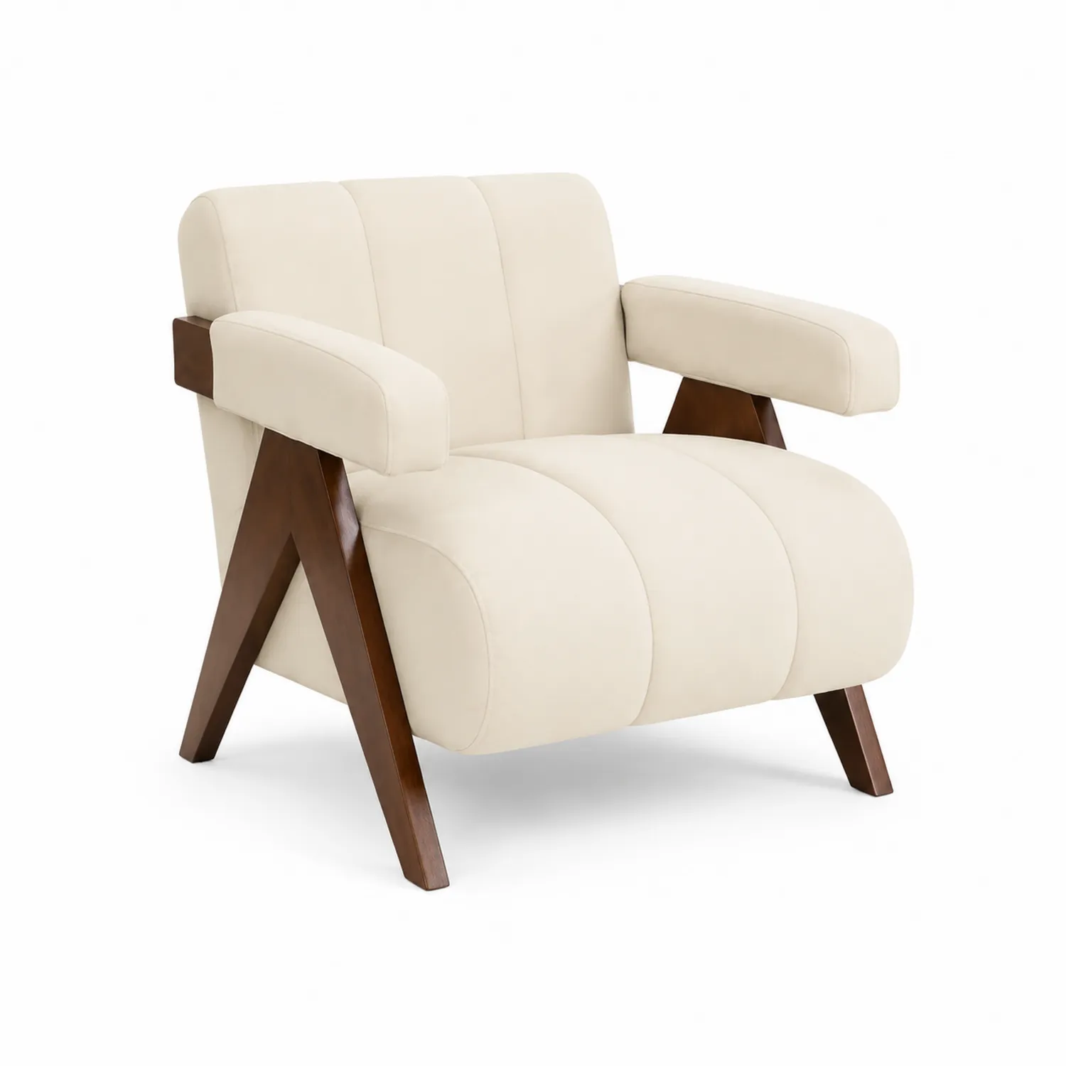 Sessel Massivholz Creme Polyester-Classicvillaa