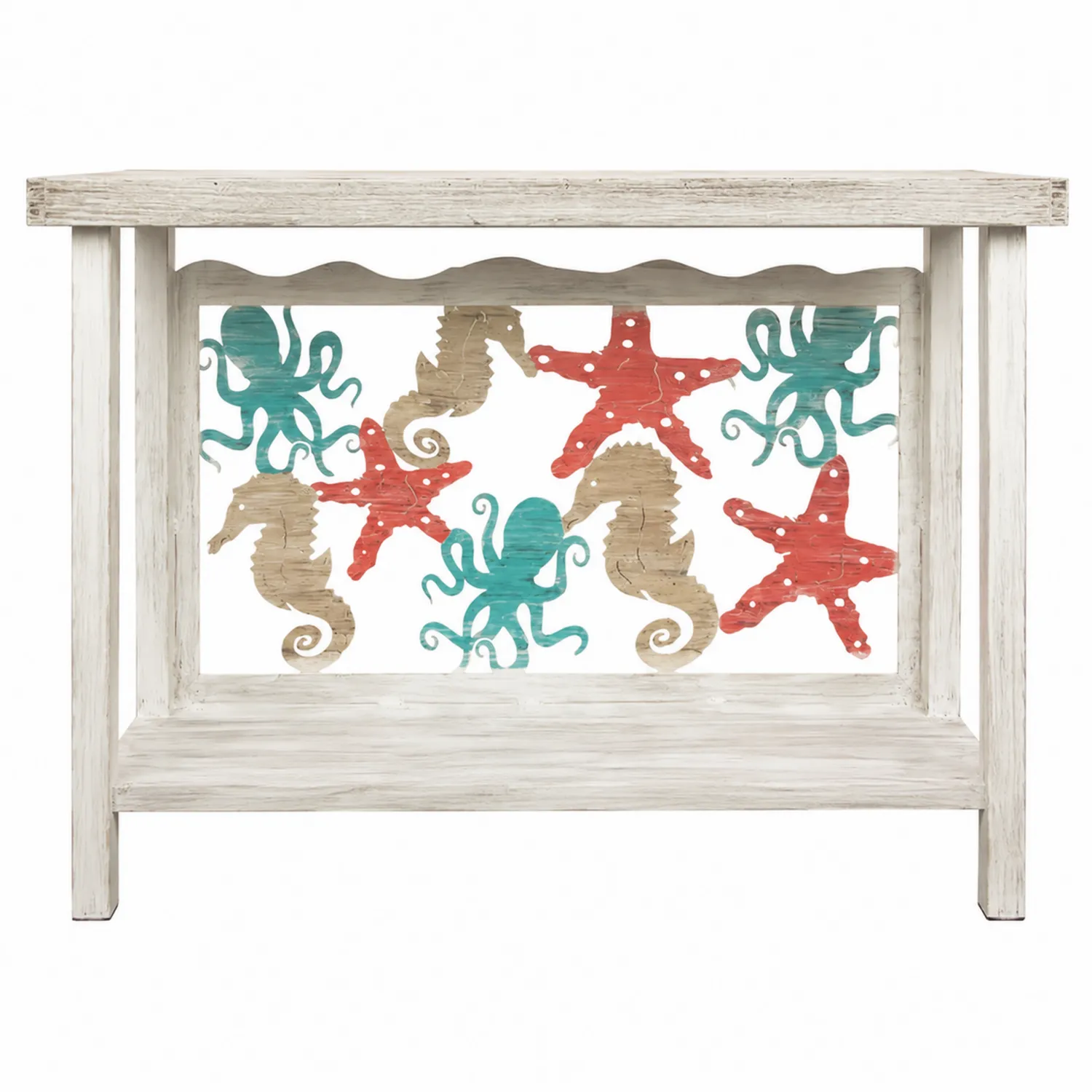 Konsolentisch Weiß Holz Meeresdesign 100x40x80 cm-Classicvillaa
