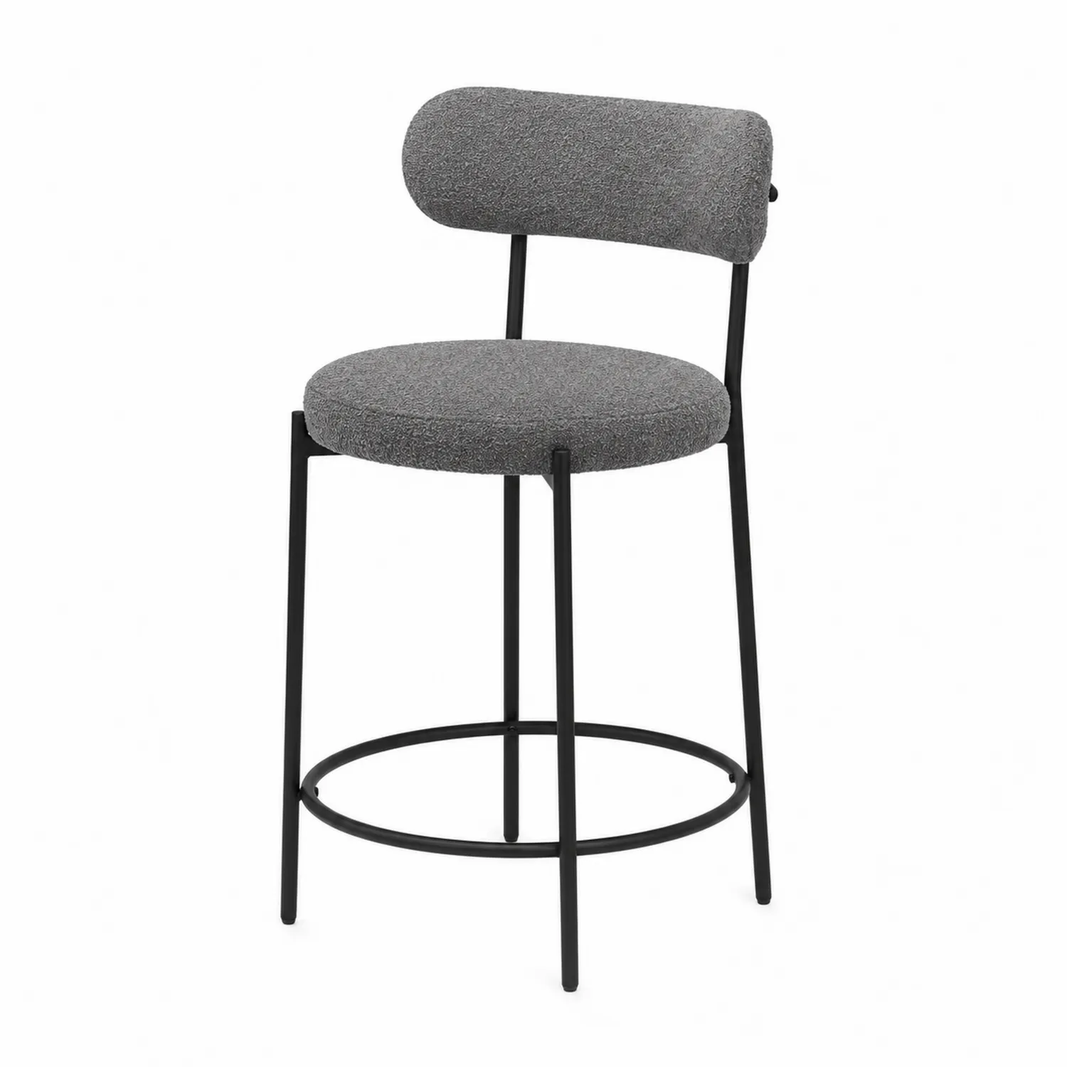 Barhocker mit Polyesterstoff Grau Metall H76cm-Classicvillaa