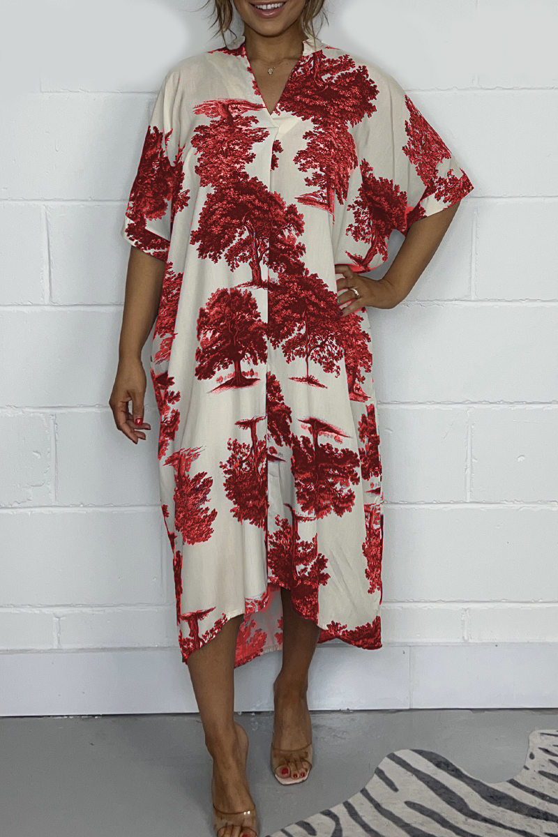 Tree Printed Oversize Midi Dress