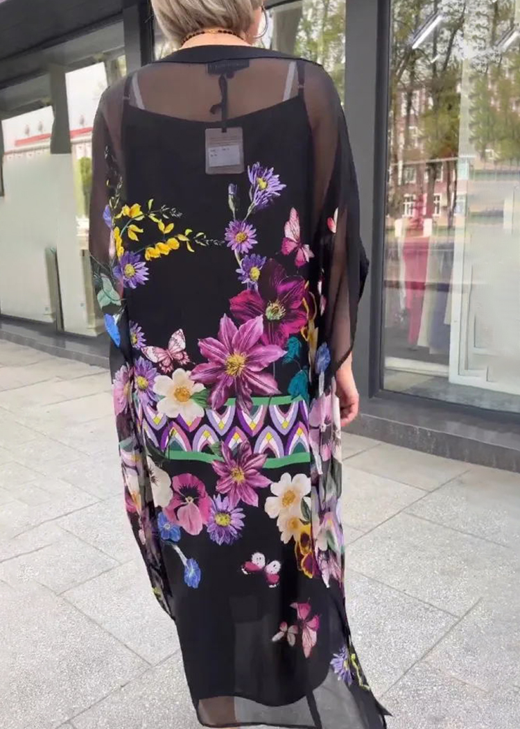 Round Neck Mid-sleeve Printed Dress