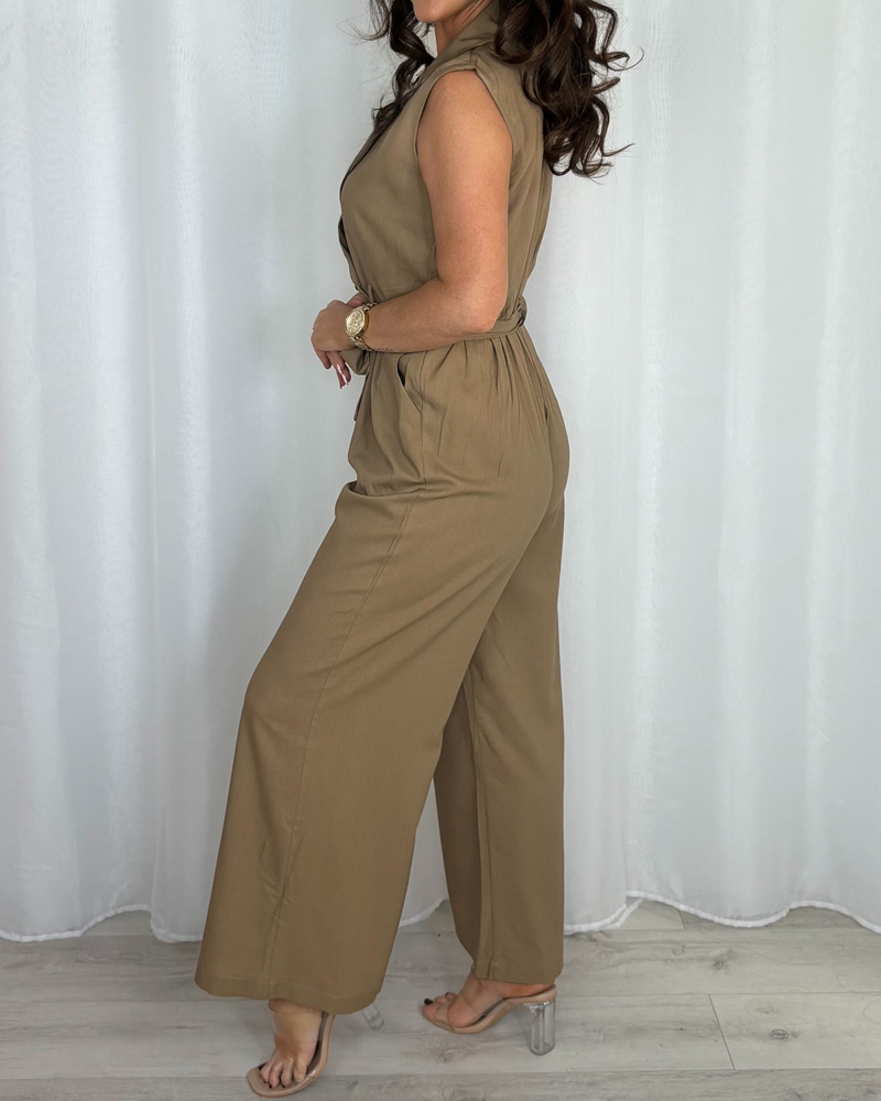 Women's Tie Up Double Button Jumpsuit