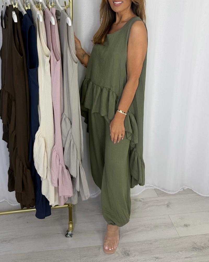 Women's Frill High Low Balloon Trouser Co-Ord