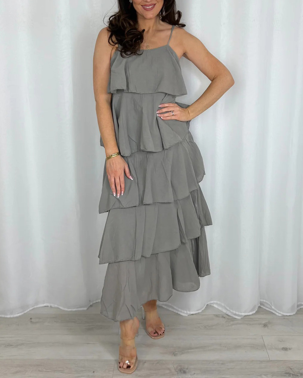 Women's Ruffle Adjustable Strap Maxi Dress (6 Colours)