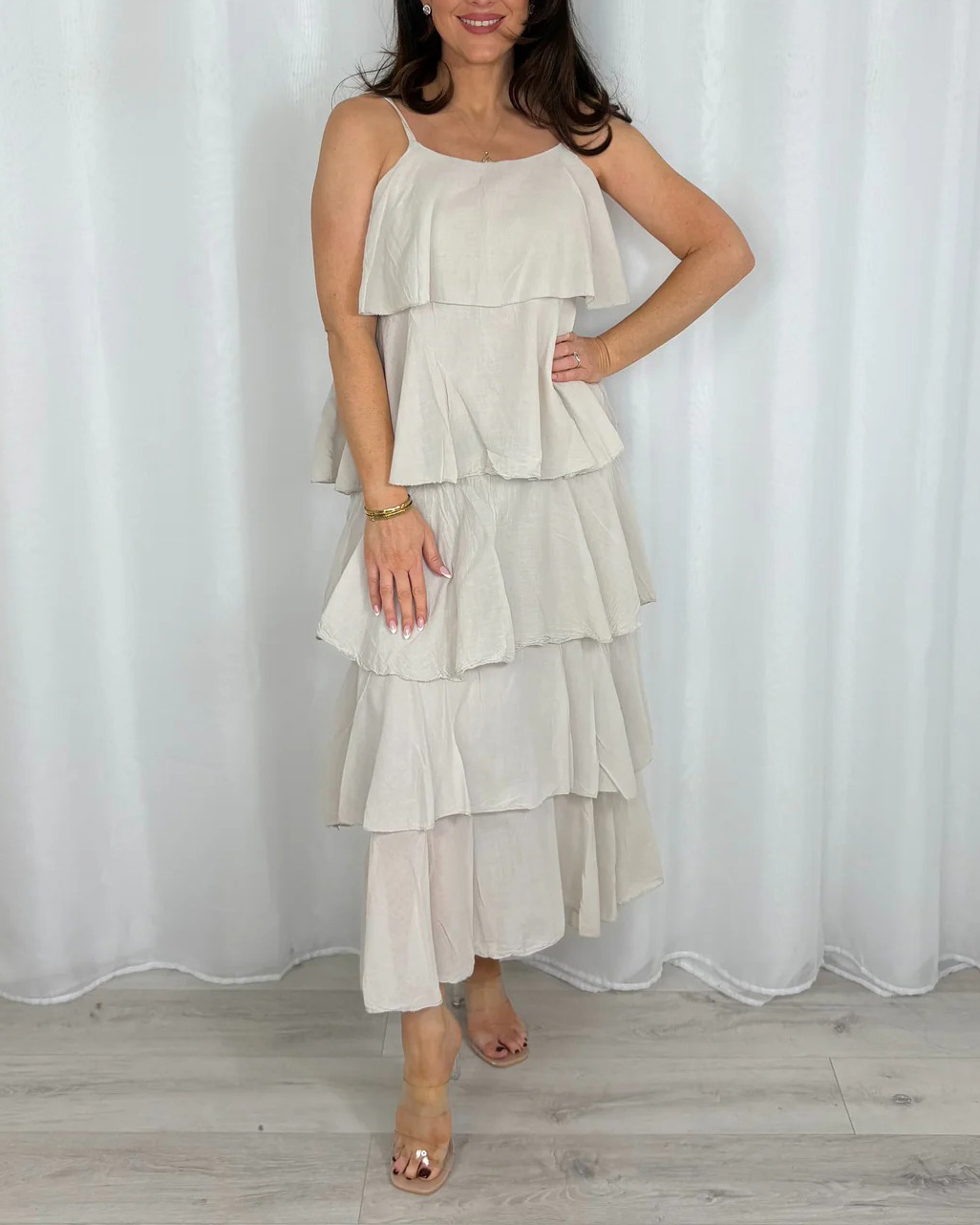 Women's Ruffle Adjustable Strap Maxi Dress (6 Colours)