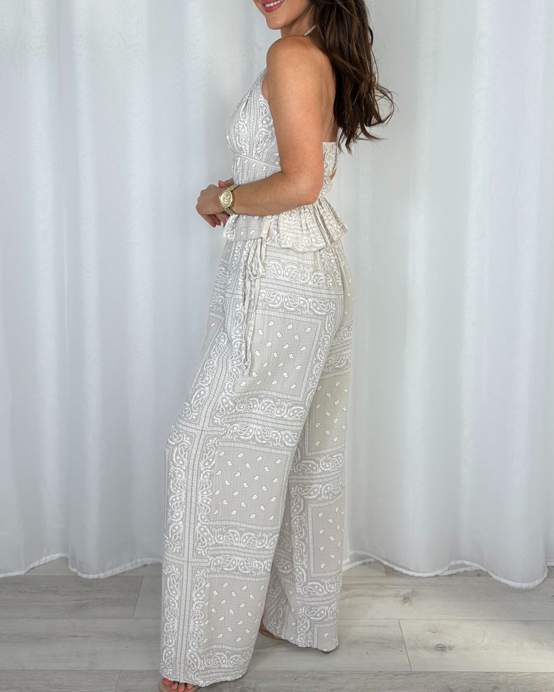 Women's Bandana Print Halter Neck Trouser Co-Ord