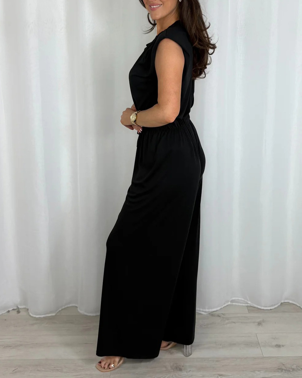 Women's Shoulder Pad Sleeveless Trouser Co-Ord
