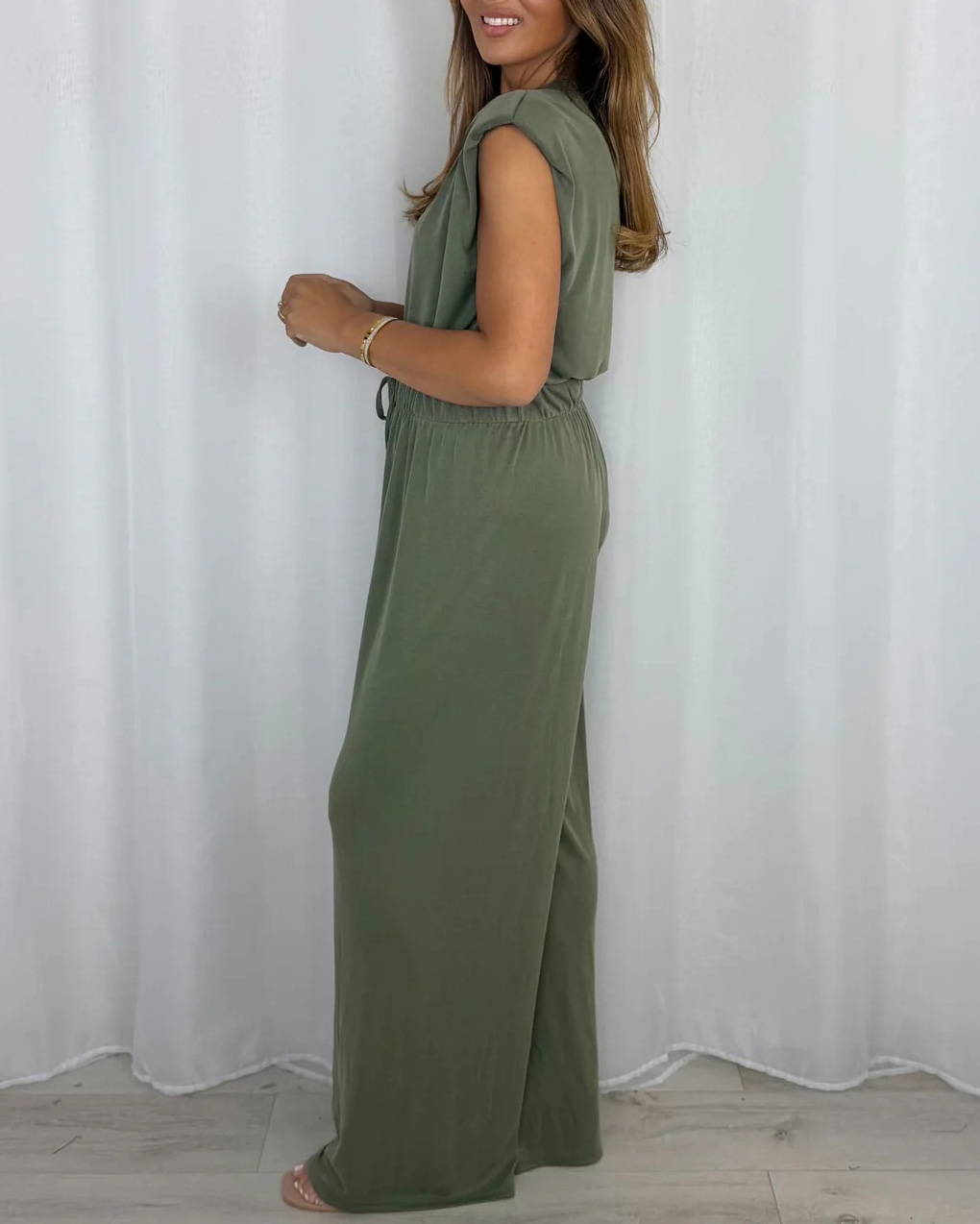 Women's Shoulder Pad Sleeveless Trouser Co-Ord