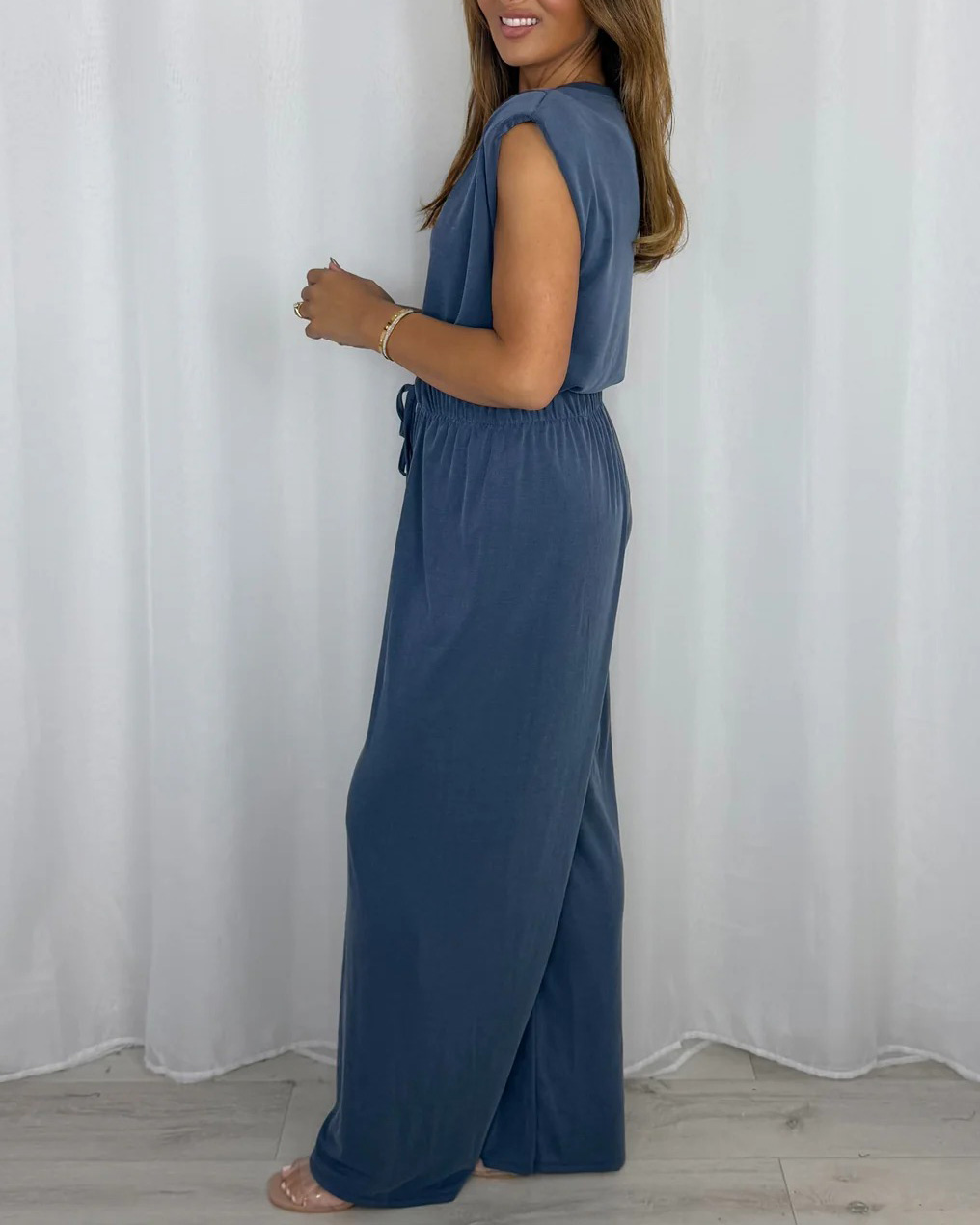 Women's Shoulder Pad Sleeveless Trouser Co-Ord