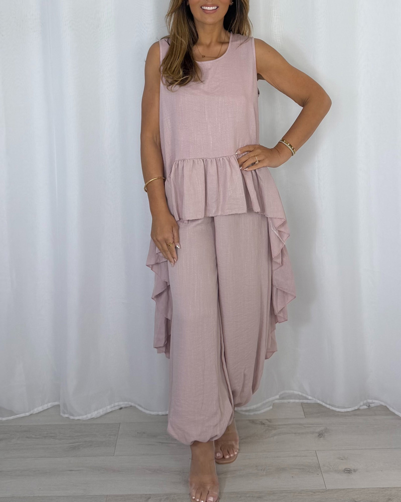 Women's Frill High Low Balloon Trouser Co-Ord