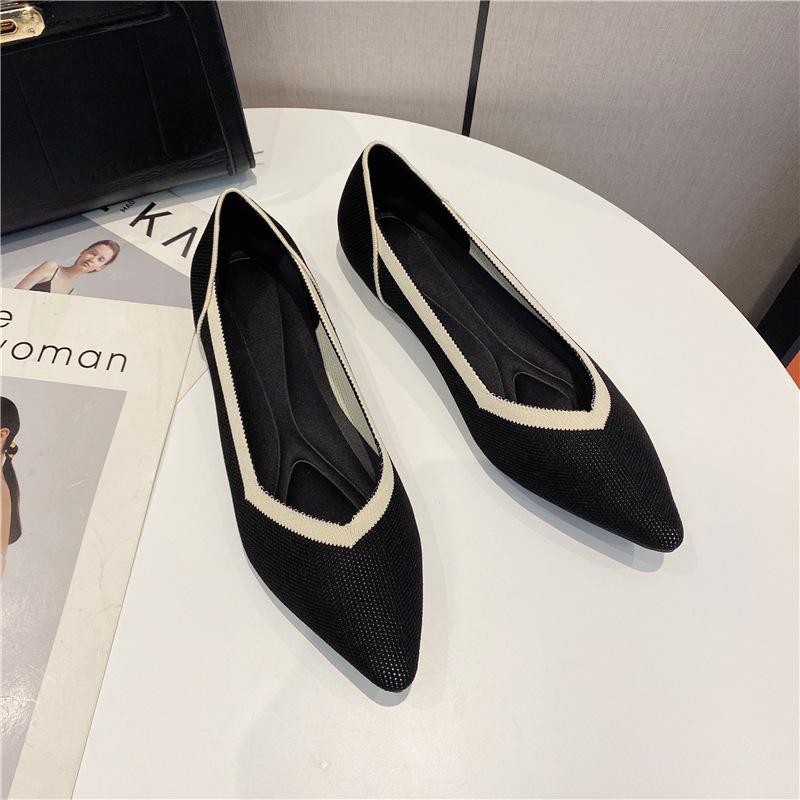Shallow mouth fly-knit flat women's shoes