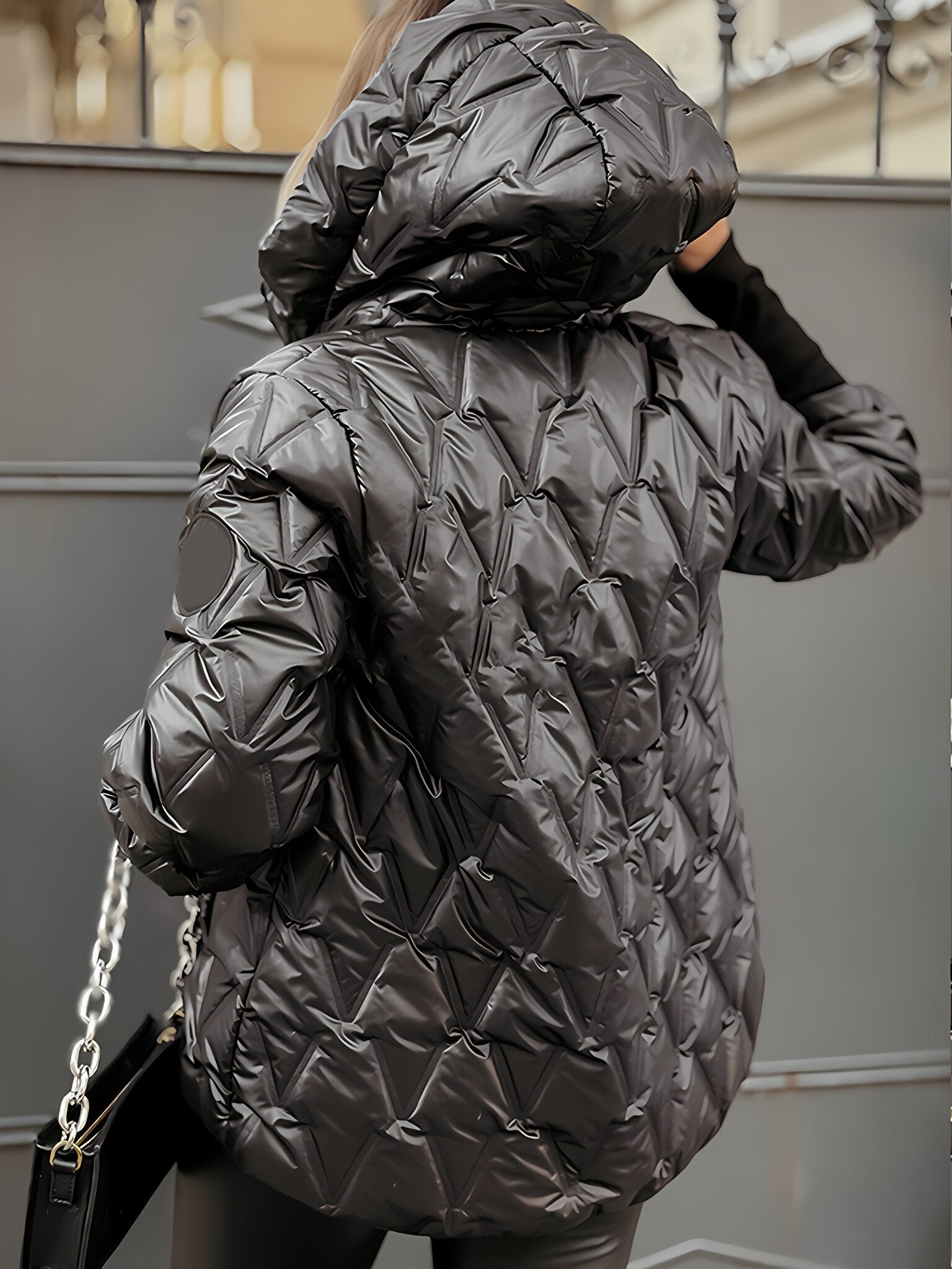 Autumn and Winter Diamond Patchwork Cotton Jacket