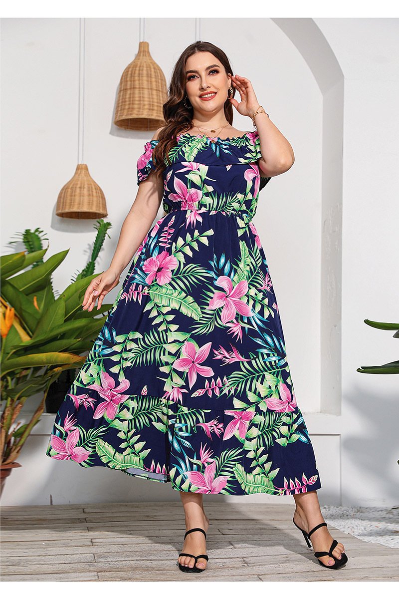 Classic Ruffled Simple One-line Collar Dress