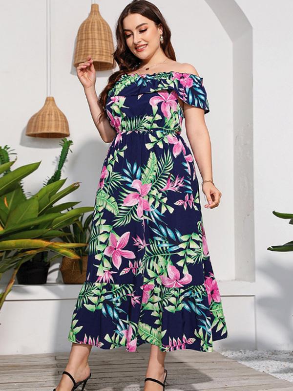 Classic Ruffled Simple One-line Collar Dress